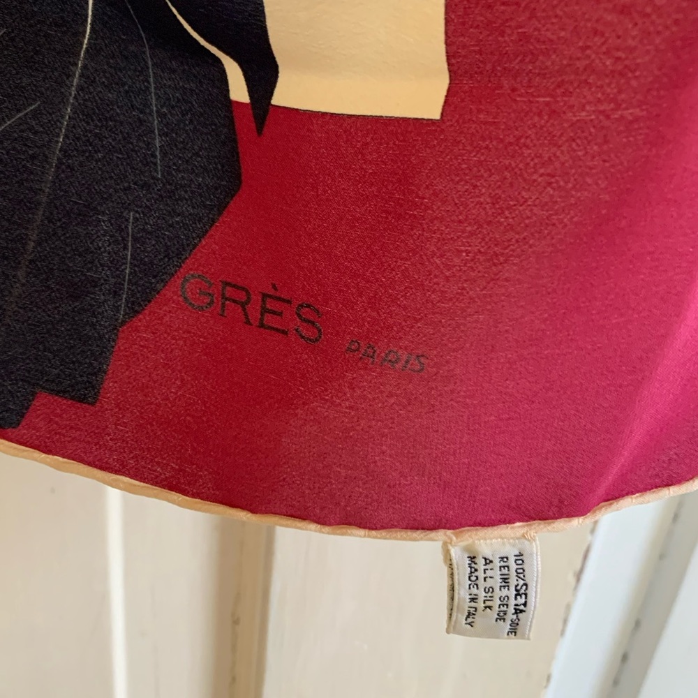 vintage GRÈS Paris abstract floral scarf 100% silk